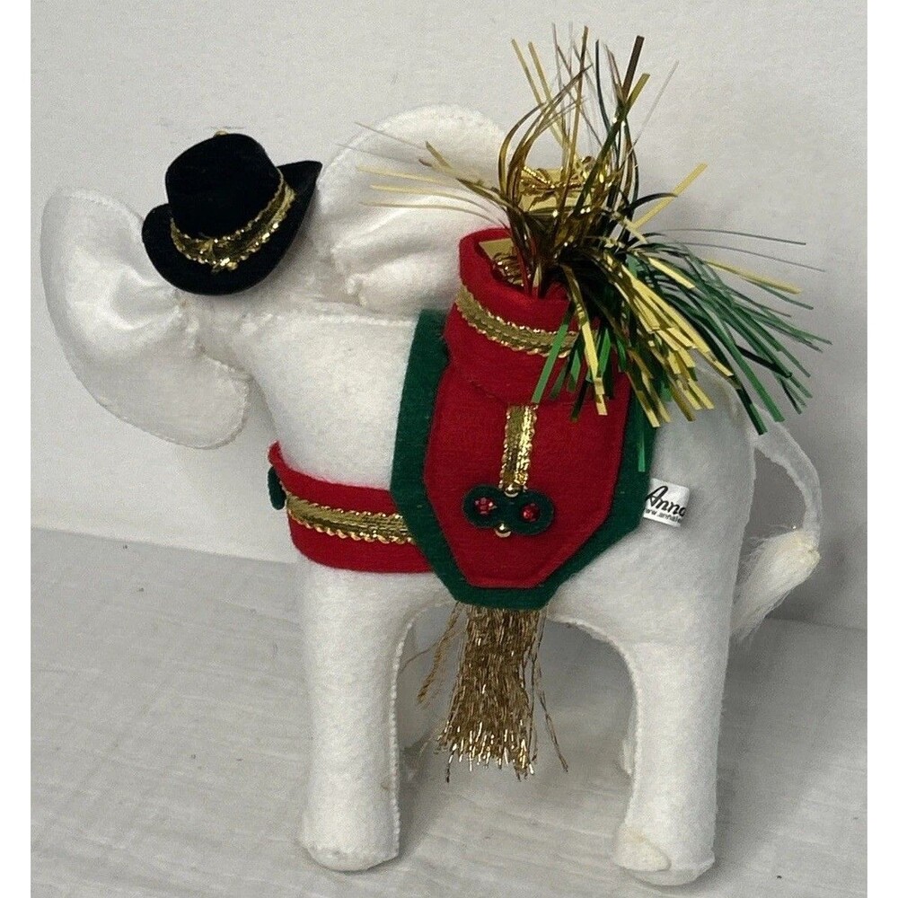 Annalee Elephant Circus Christmas Elegant 7” 2008 Top Hat White Elephant - Picture 4 of 5